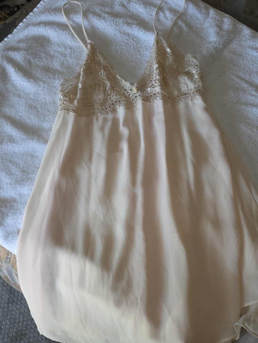 Sheer Lace-Trim Babydoll in Creme